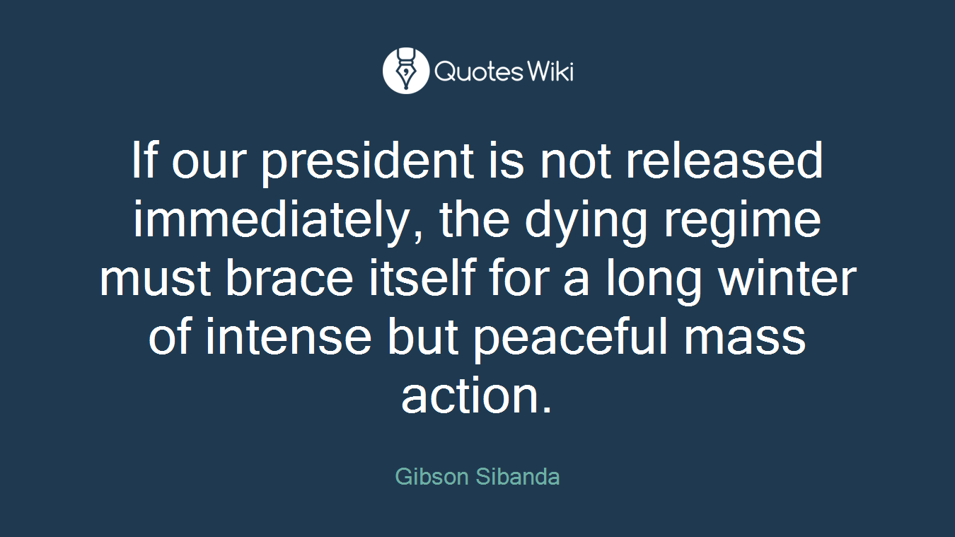 If our president is not released immediately, the dying regime must brace itself for a long winter of intense but peaceful mass action.