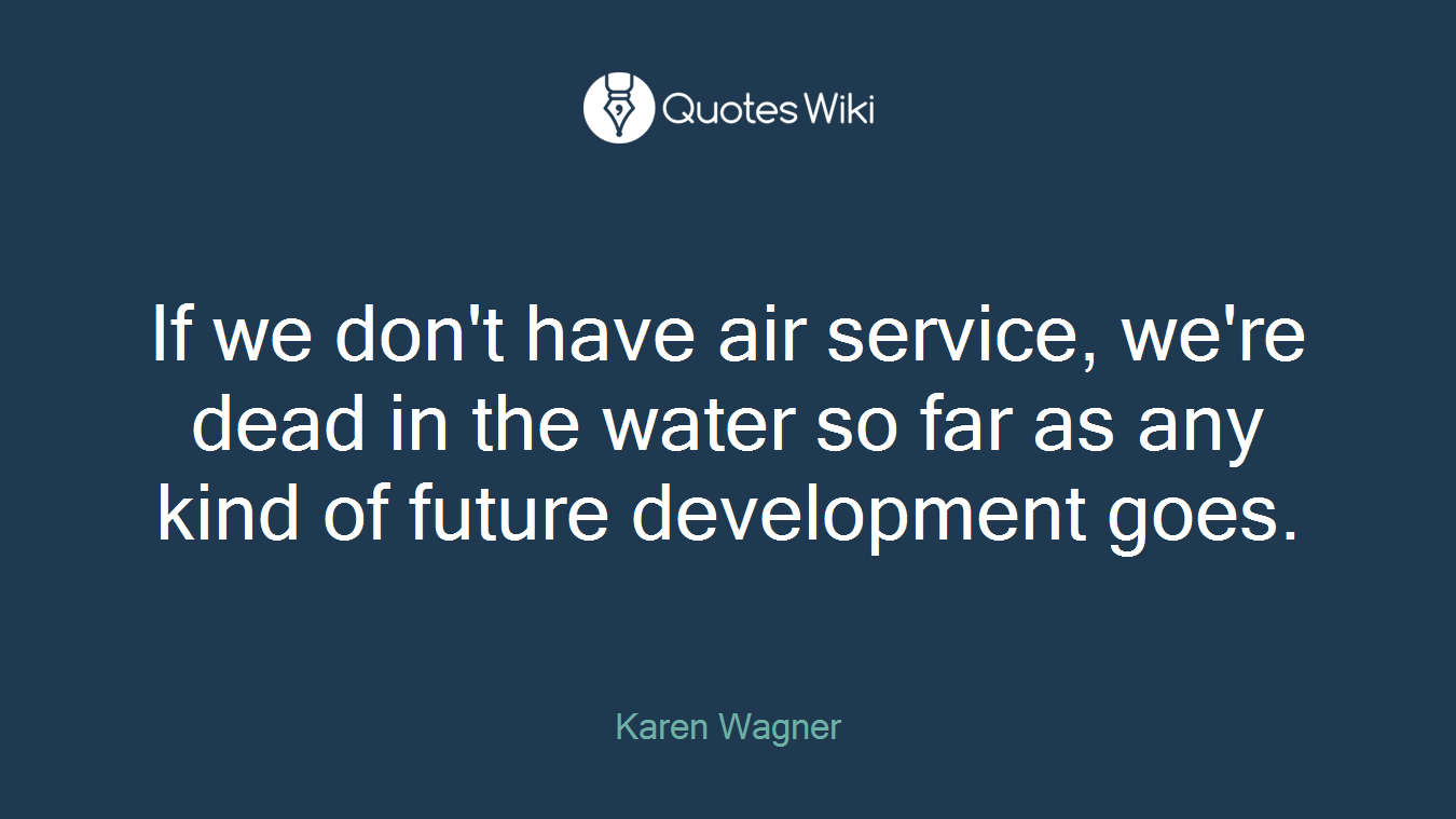If we don't have air service, we're dead in the water so far as any kind of future development goes.