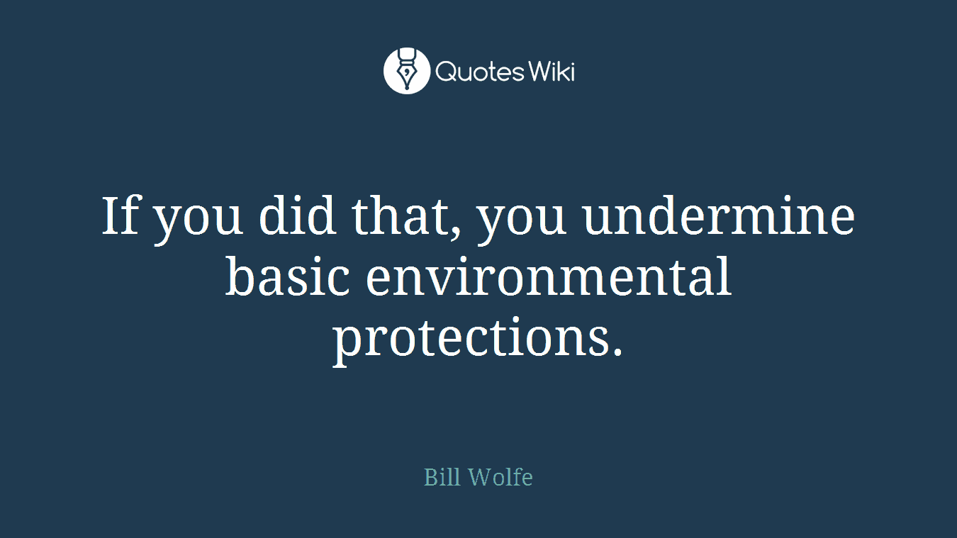 If you did that, you undermine basic environmental protections.