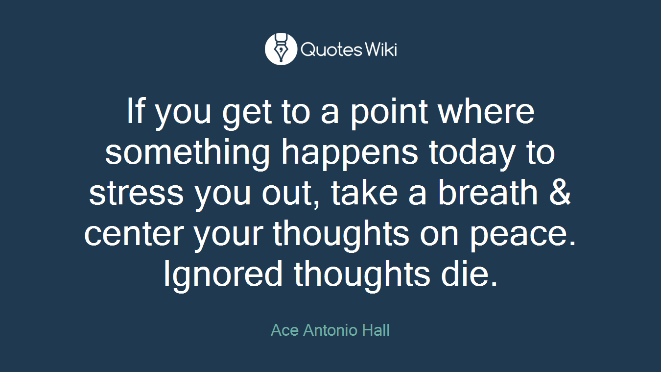 If you get to a point where something happens today to stress you out, take a breath & center your thoughts on peace. Ignored thoughts die.
