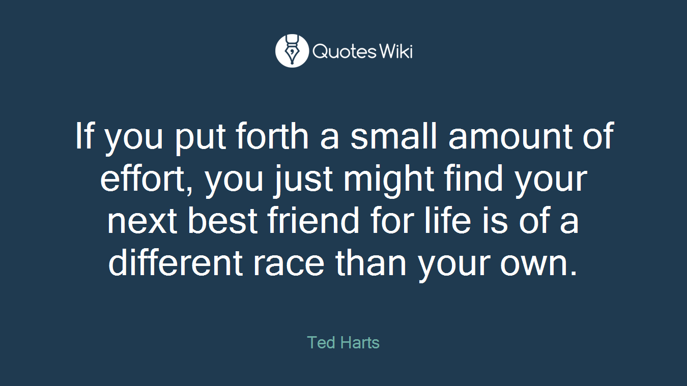 If you put forth a small amount of effort, you just might find your next best friend for life is of a different race than your own.