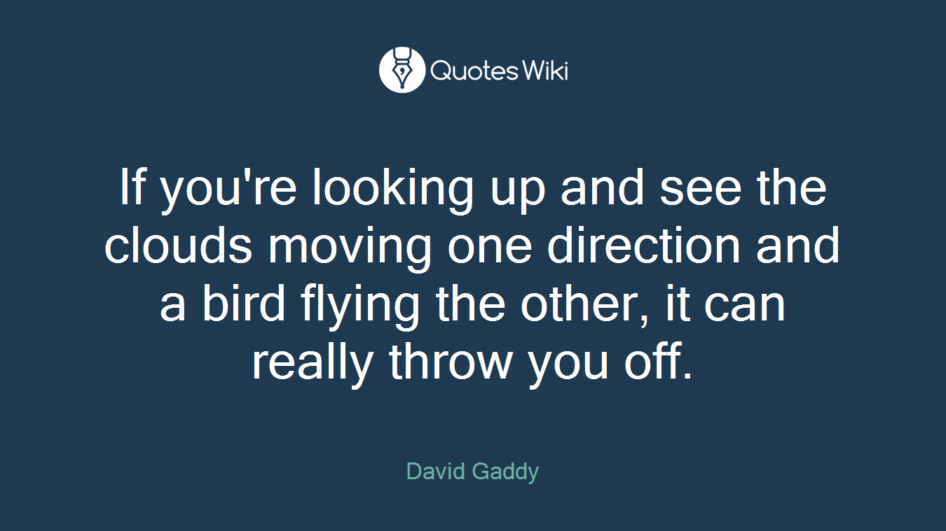 If you're looking up and see the clouds moving one direction and a bird flying the other, it can really throw you off.