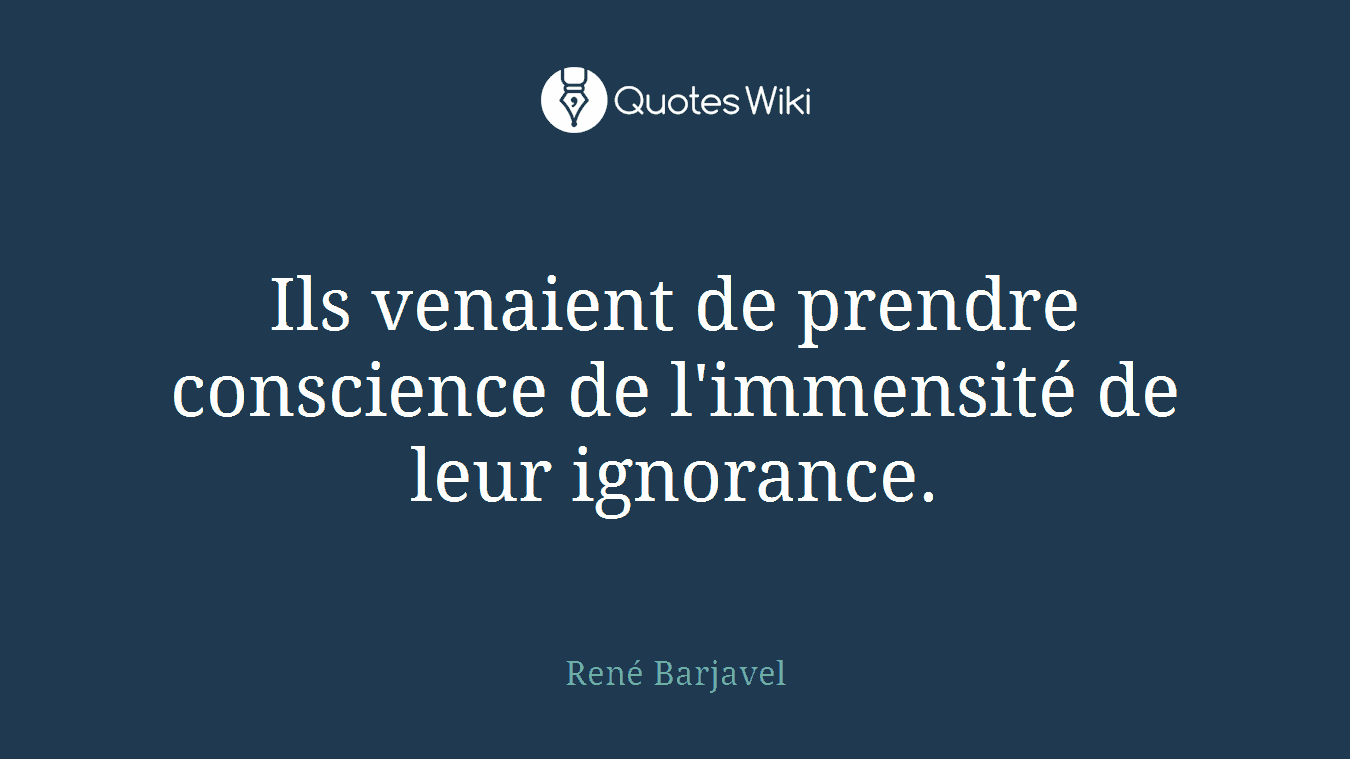 Ils venaient de prendre conscience de l'immensité de leur ignorance.