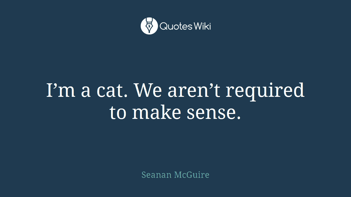 I’m a cat. We aren’t required to make sense.
