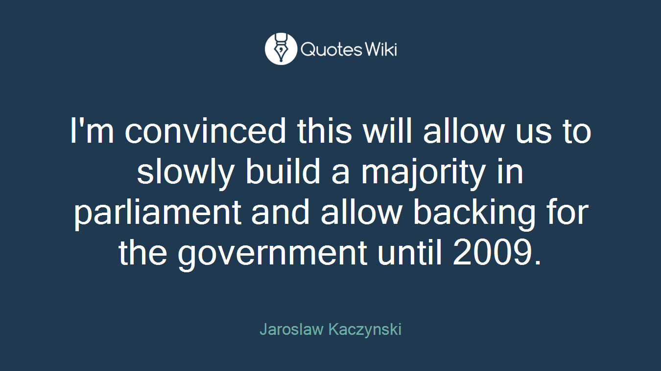 I'm convinced this will allow us to slowly build a majority in parliament and allow backing for the government until 2009.