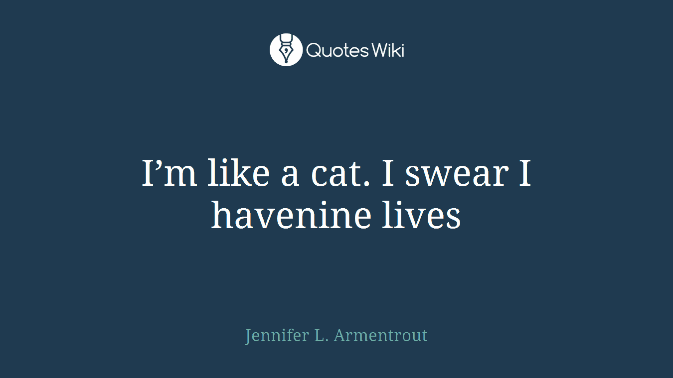 I’m like a cat. I swear I havenine lives