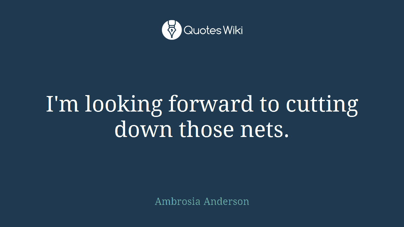 I'm looking forward to cutting down those nets.