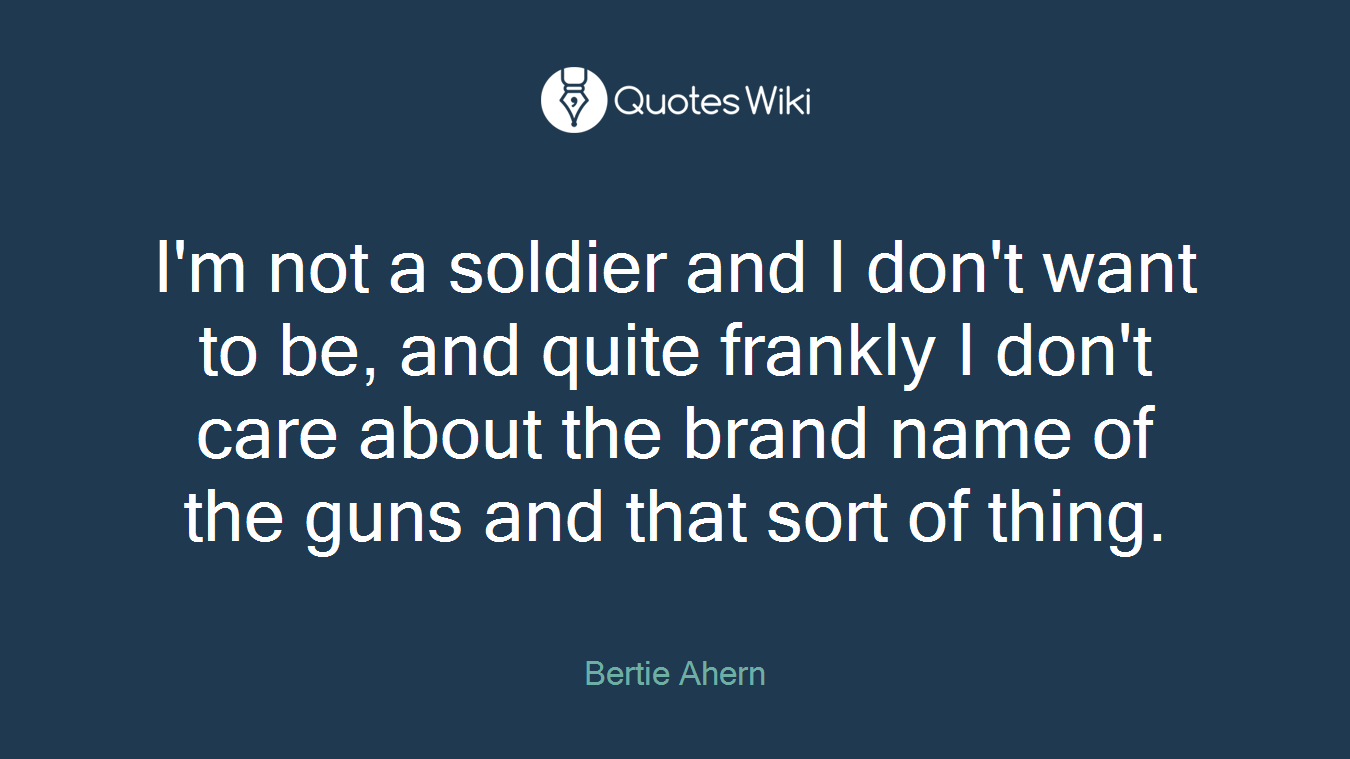 I'm not a soldier and I don't want to be, and quite frankly I don't care about the brand name of the guns and that sort of thing.