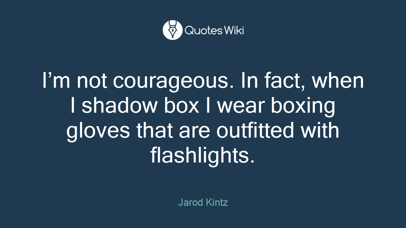 I’m not courageous. In fact, when I shadow box I wear boxing gloves that are outfitted with flashlights.