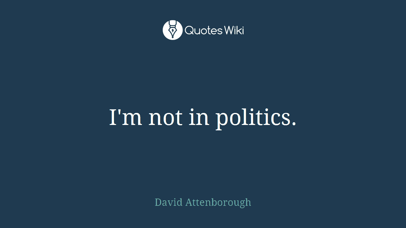 I'm not in politics.