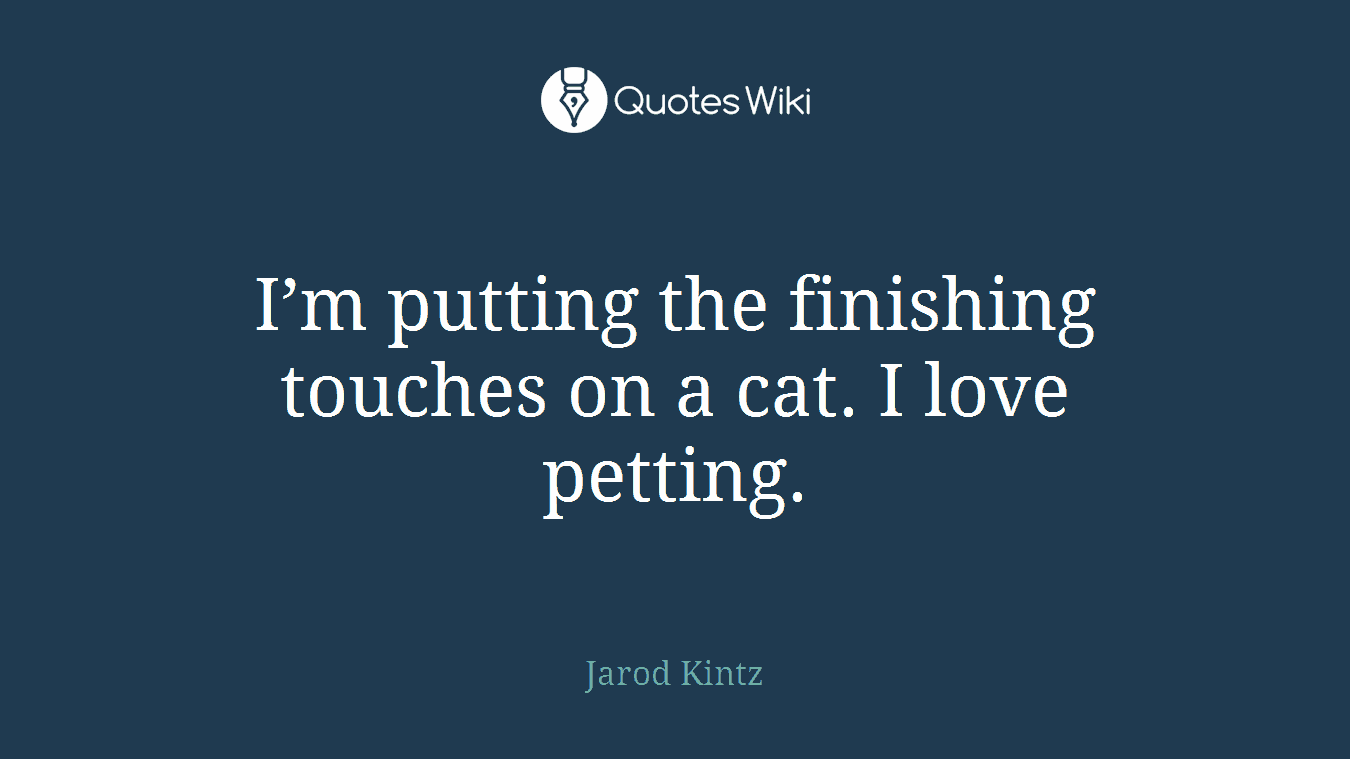 I’m putting the finishing touches on a cat. I love petting.