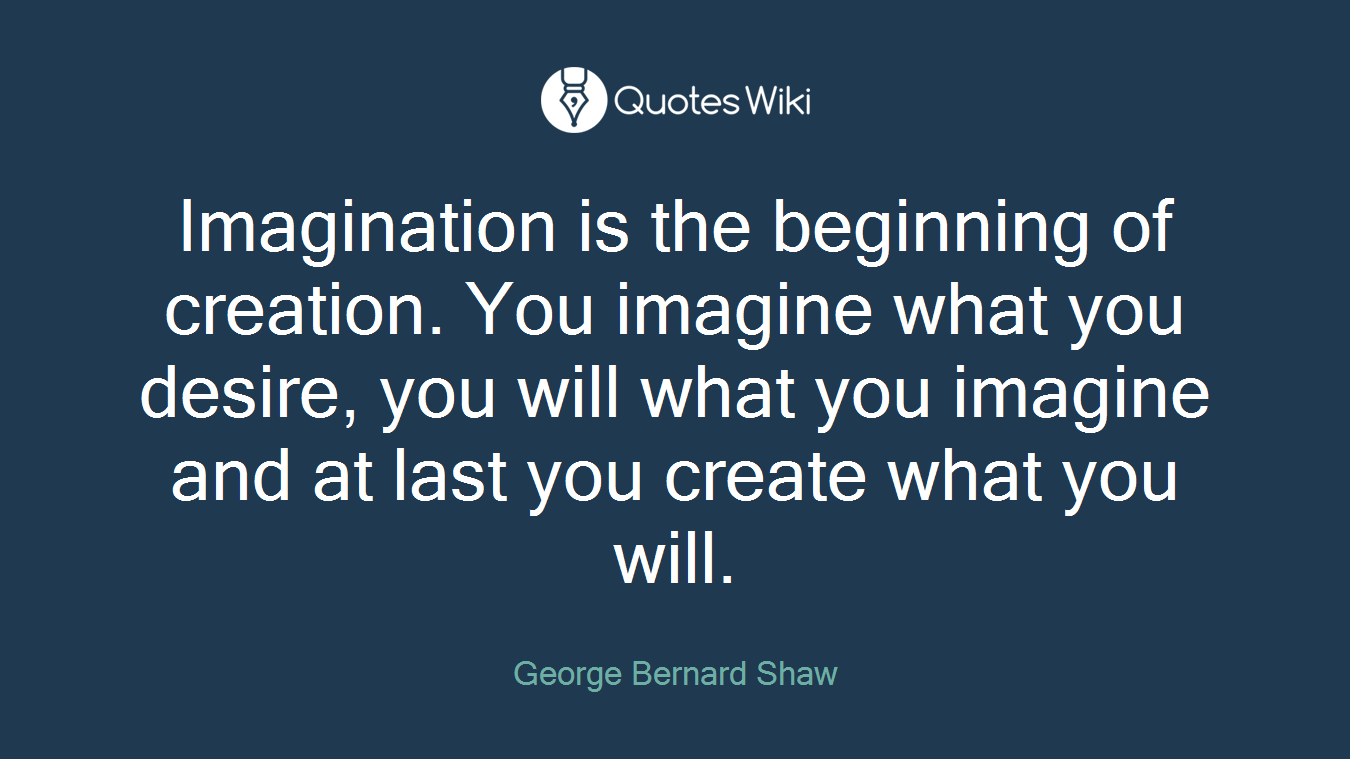 Imagination is the beginning of creation. You imagine what you desire, you will what you imagine and at last you create what you will.