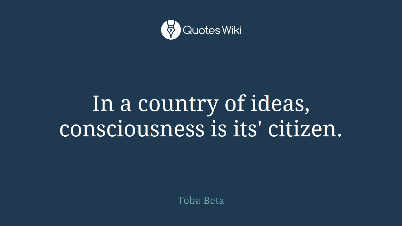 In a country of ideas, consciousness is its' citizen.