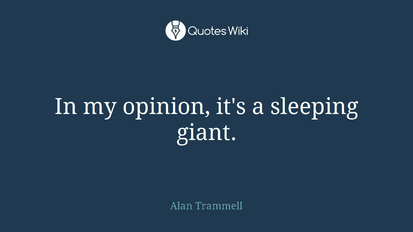 In my opinion, it's a sleeping giant.