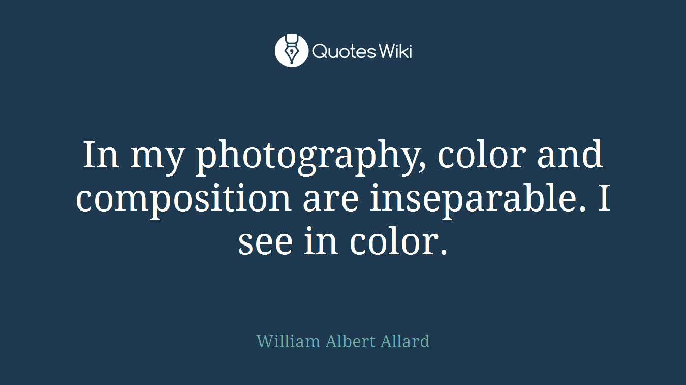 In my photography, color and composition are inseparable. I see in color.