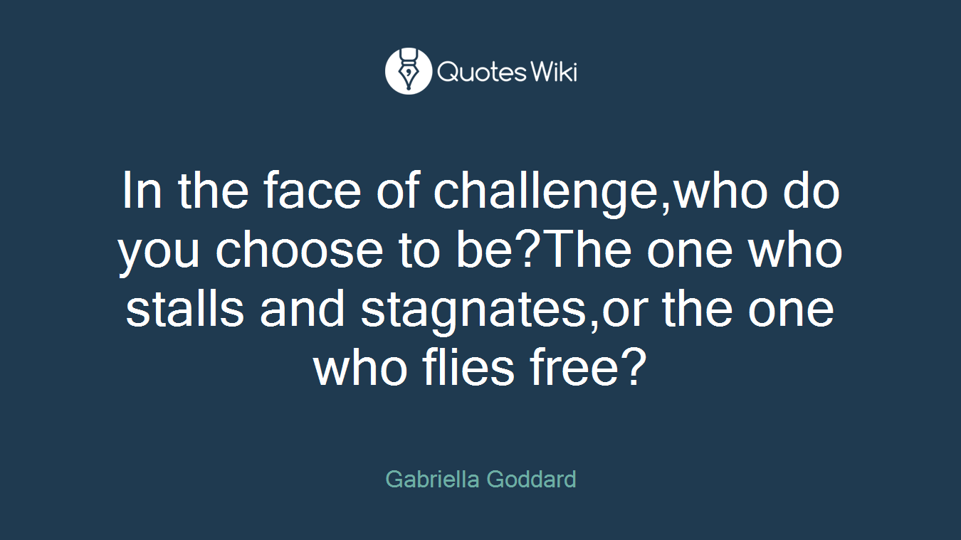 In the face of challenge,who do you choose to be?The one who stalls and stagnates,or the one who flies free?