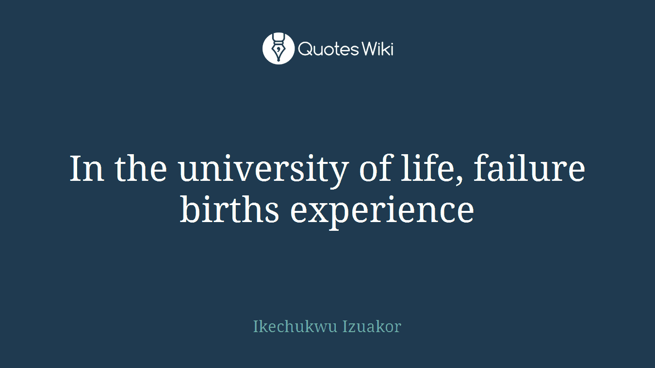 In the university of life, failure births experience