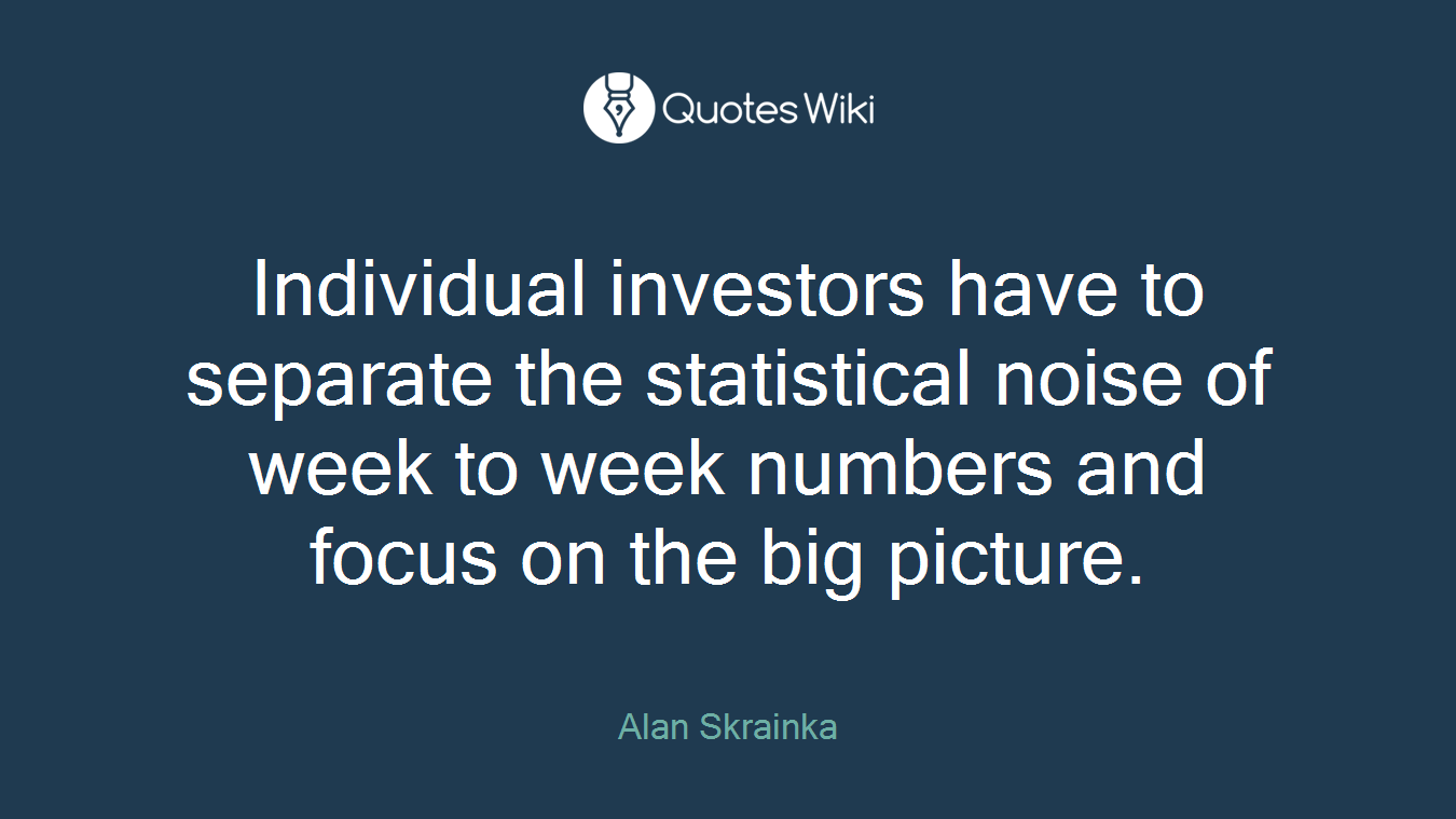 Individual investors have to separate the statistical noise of week to week numbers and focus on the big picture.