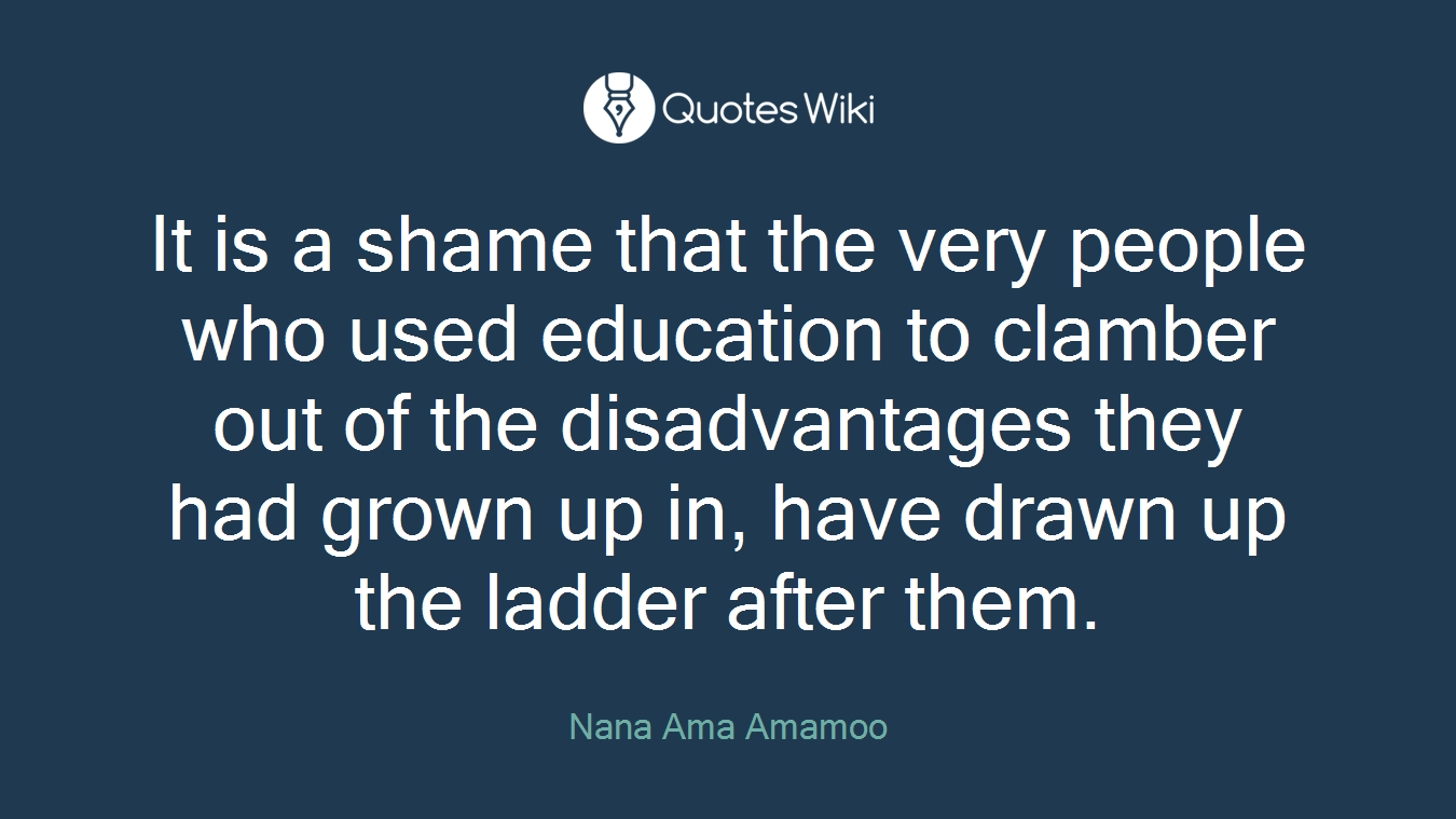 It is a shame that the very people who used education to clamber out of the disadvantages they had grown up in, have drawn up the ladder after them.