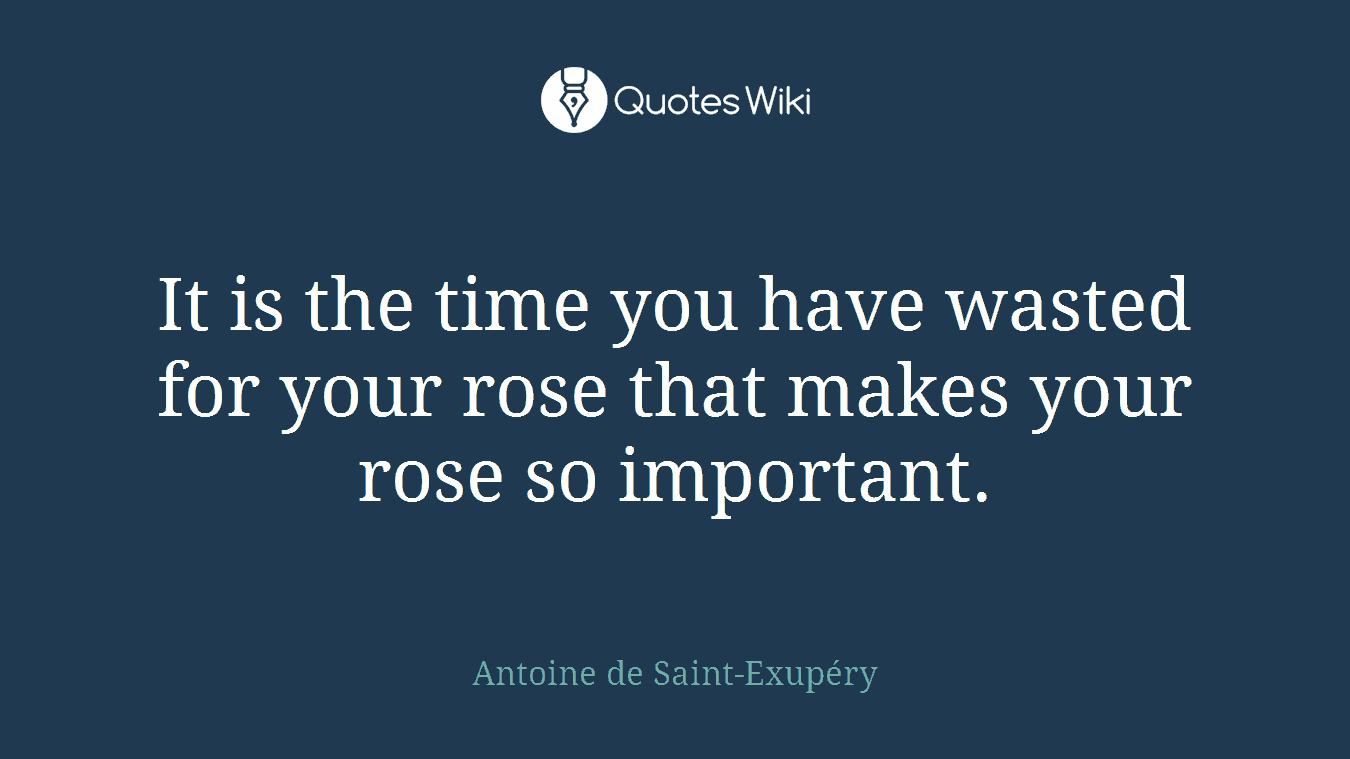 It is the time you have wasted for your rose that makes your rose so important.
