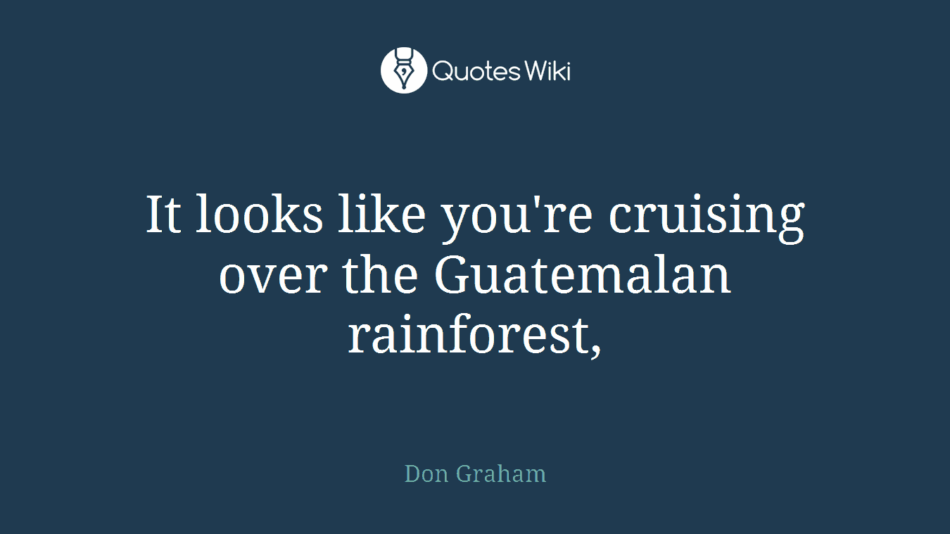 It looks like you're cruising over the Guatemalan rainforest,