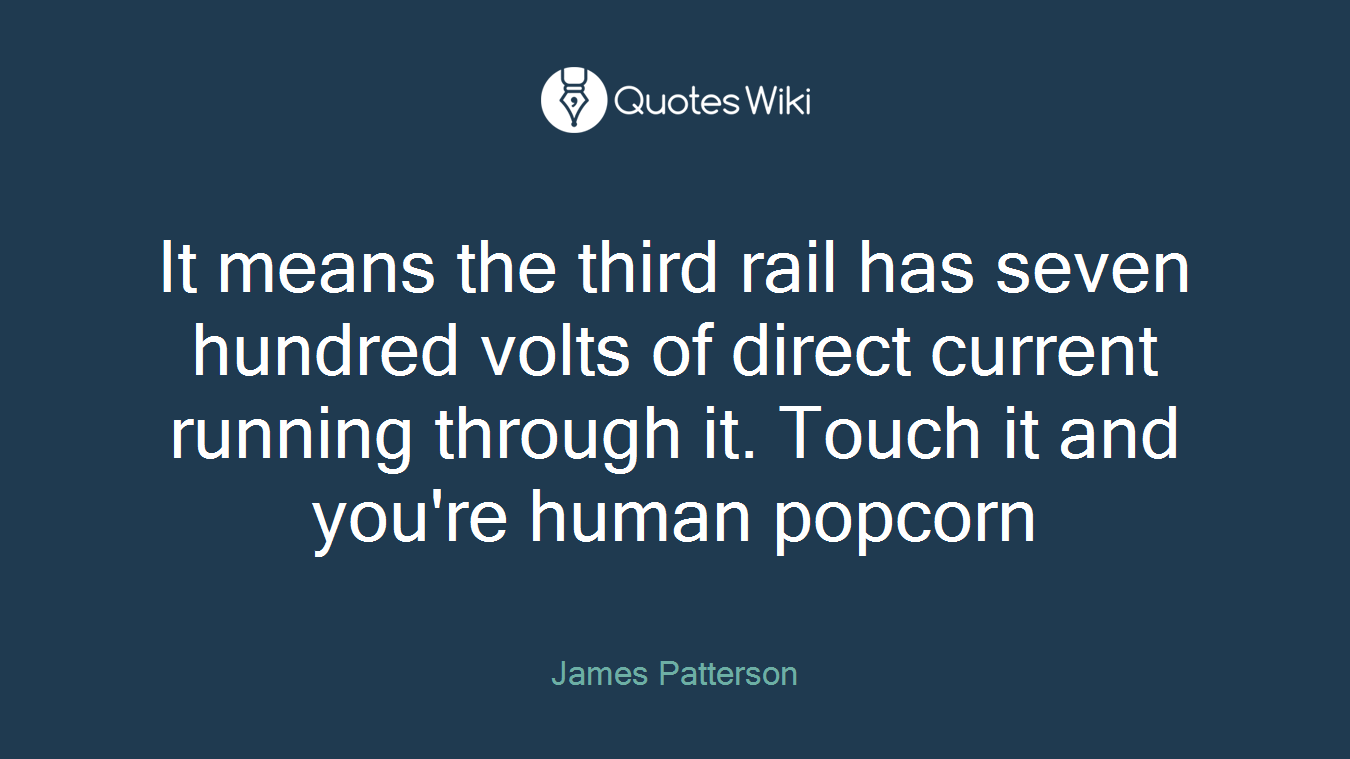 It means the third rail has seven hundred volts of direct current running through it. Touch it and you're human popcorn