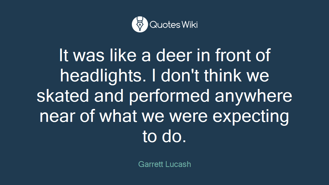 It was like a deer in front of headlights. I don't think we skated and performed anywhere near of what we were expecting to do.