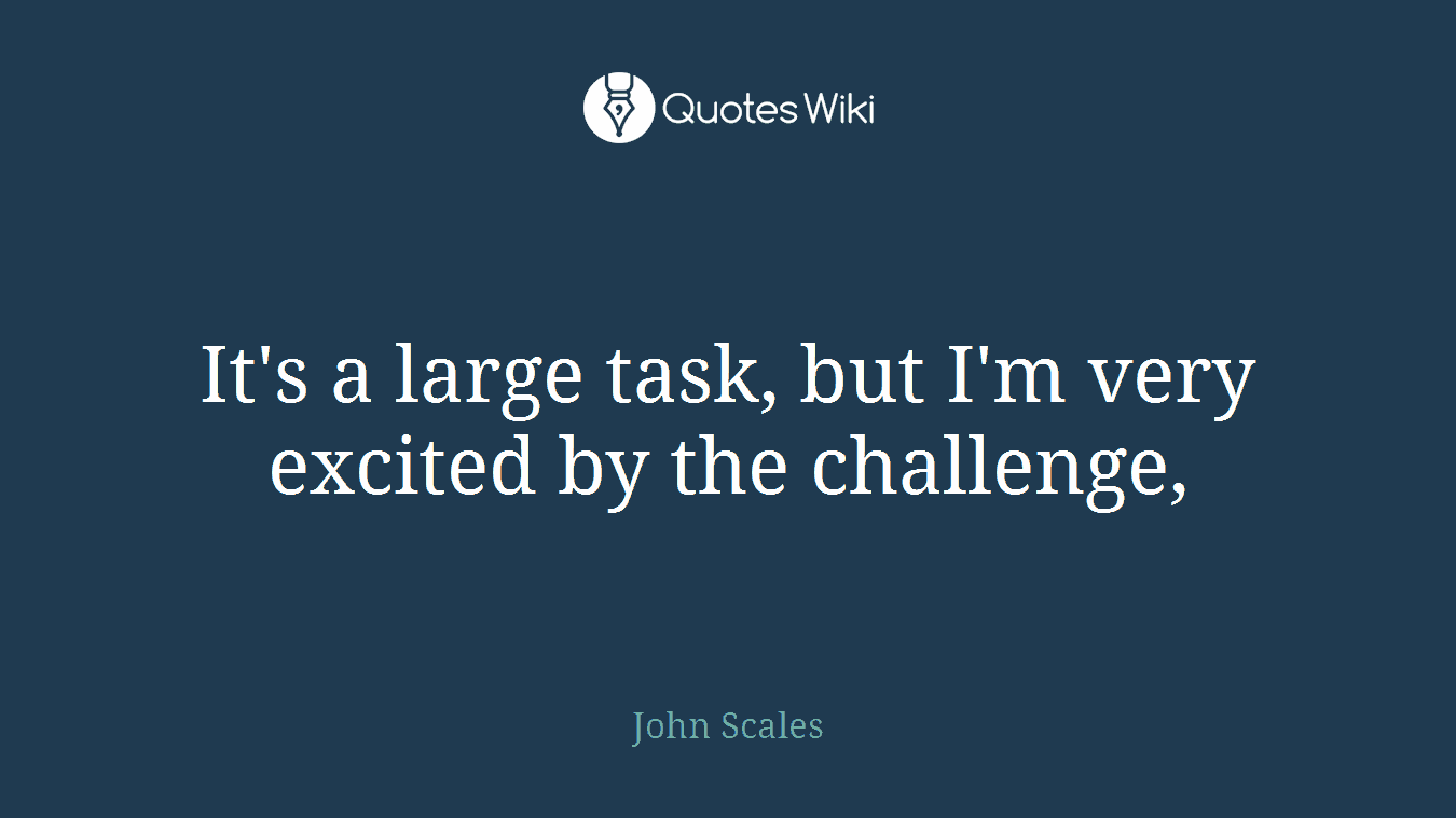 It's a large task, but I'm very excited by the challenge,