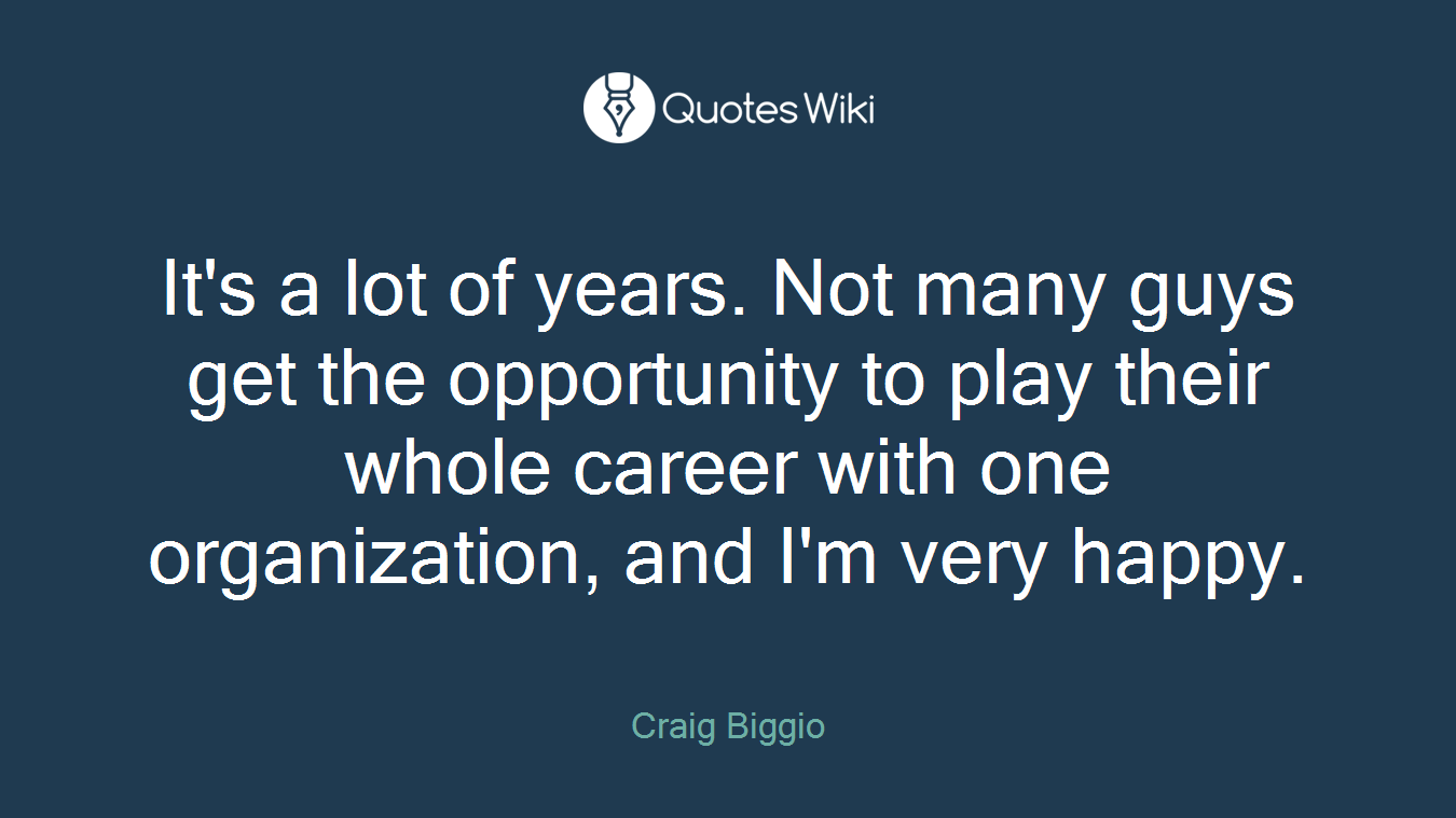 It's a lot of years. Not many guys get the opportunity to play their whole career with one organization, and I'm very happy.