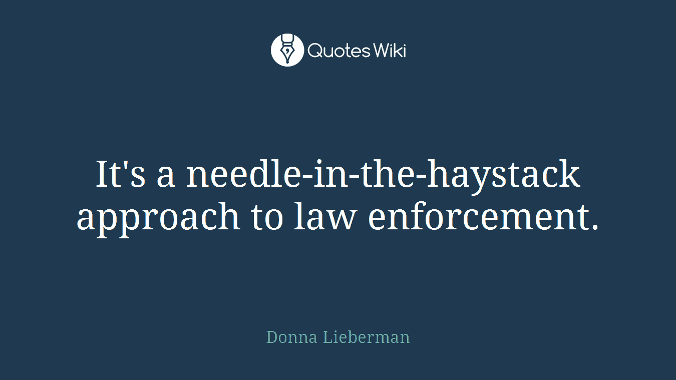 It's a needle-in-the-haystack approach to law enforcement.