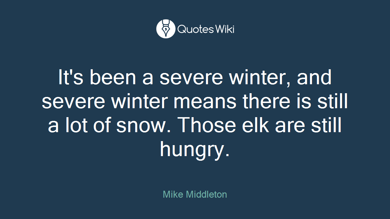 It's been a severe winter, and severe winter means there is still a lot of snow. Those elk are still hungry.