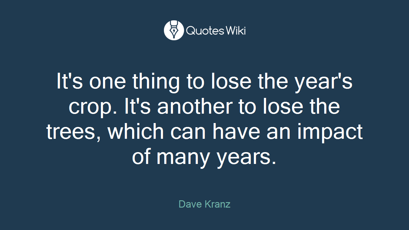 It's one thing to lose the year's crop. It's another to lose the trees, which can have an impact of many years.