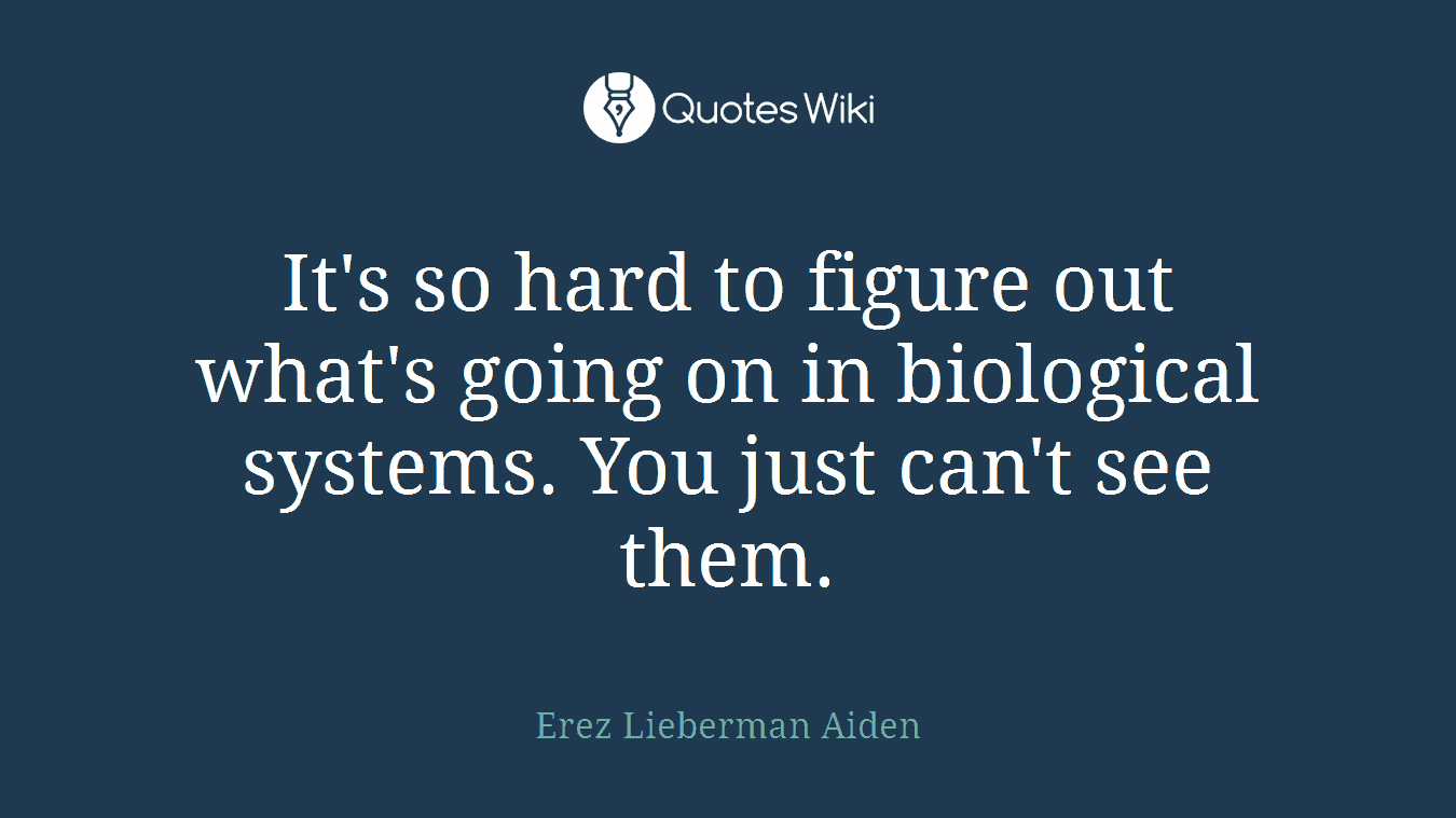 It's so hard to figure out what's going on in biological systems. You just can't see them.