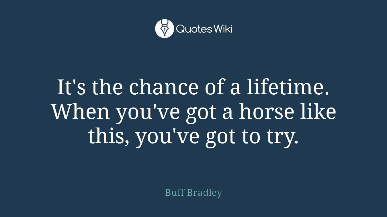 It's the chance of a lifetime. When you've got a horse like this, you've got to try.