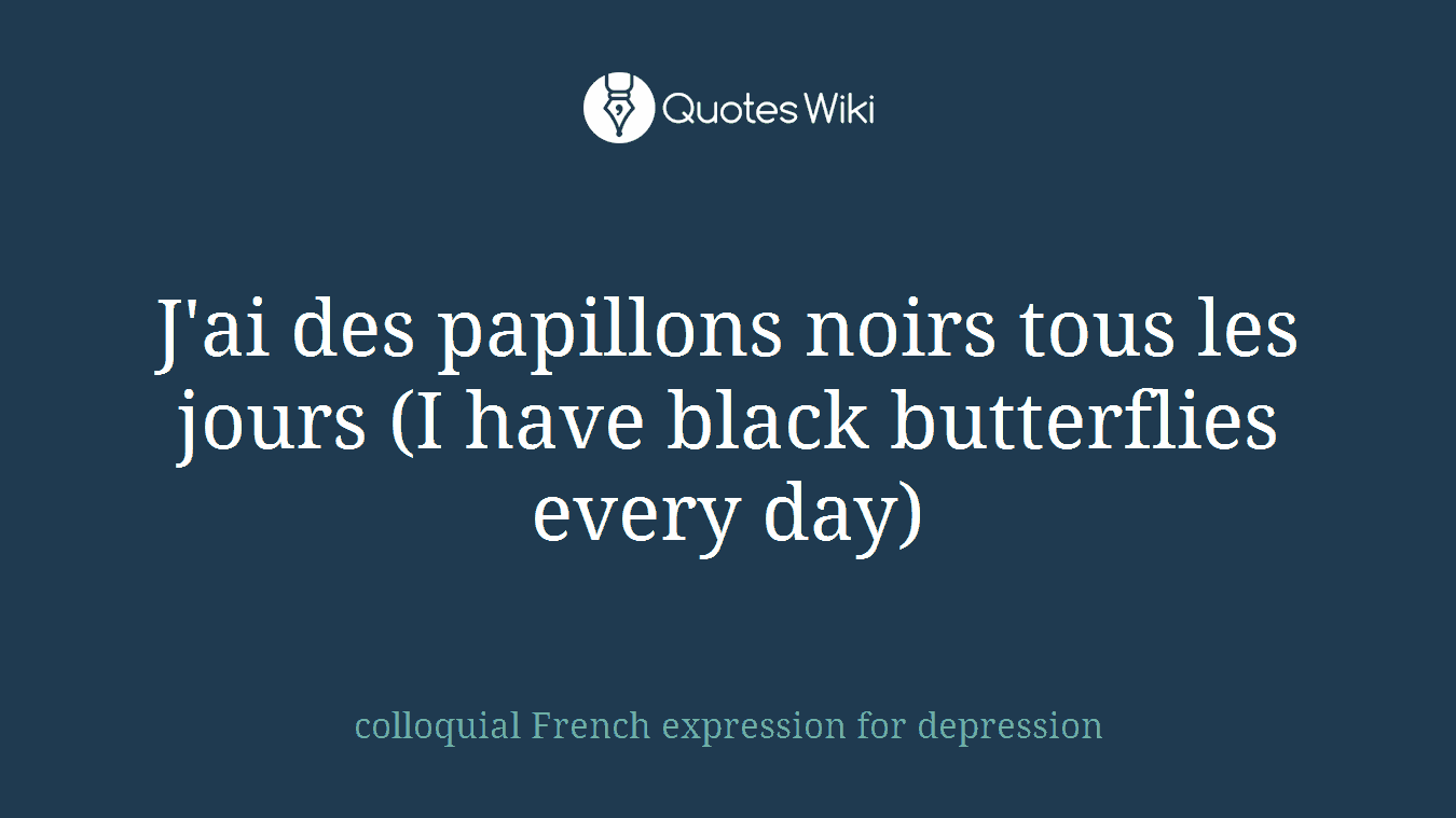 J'ai des papillons noirs tous les jours (I have black butterflies every day)