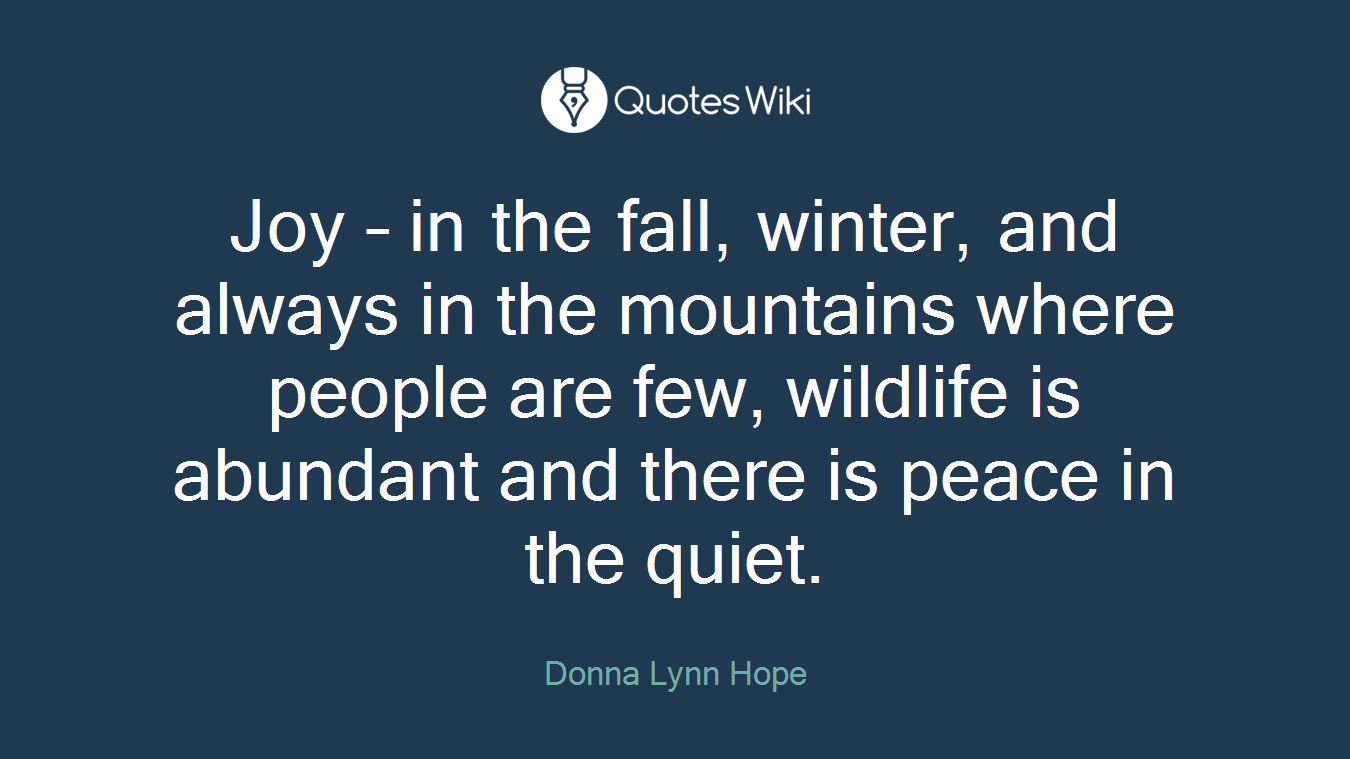 Joy – in the fall, winter, and always in the mountains where people are few, wildlife is abundant and there is peace in the quiet.