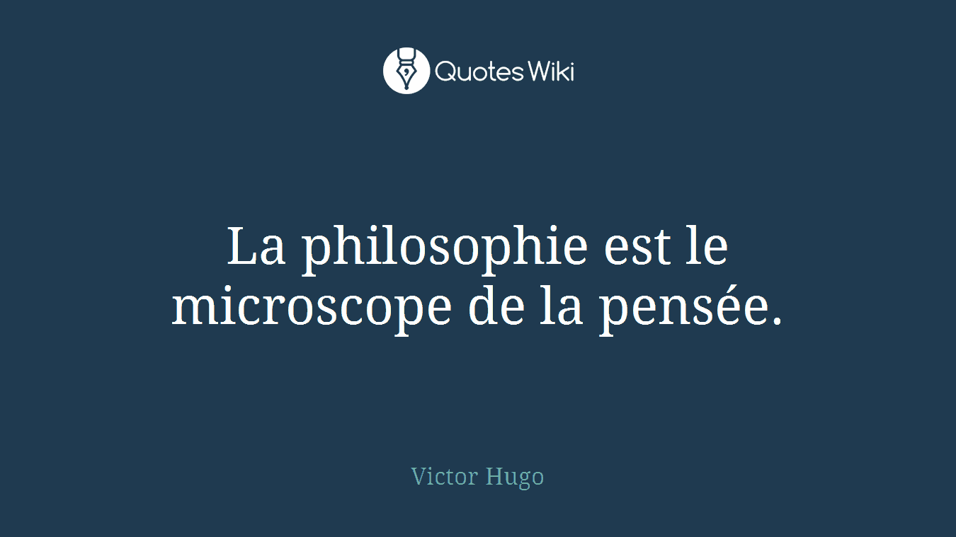 La philosophie est le microscope de la pensée.