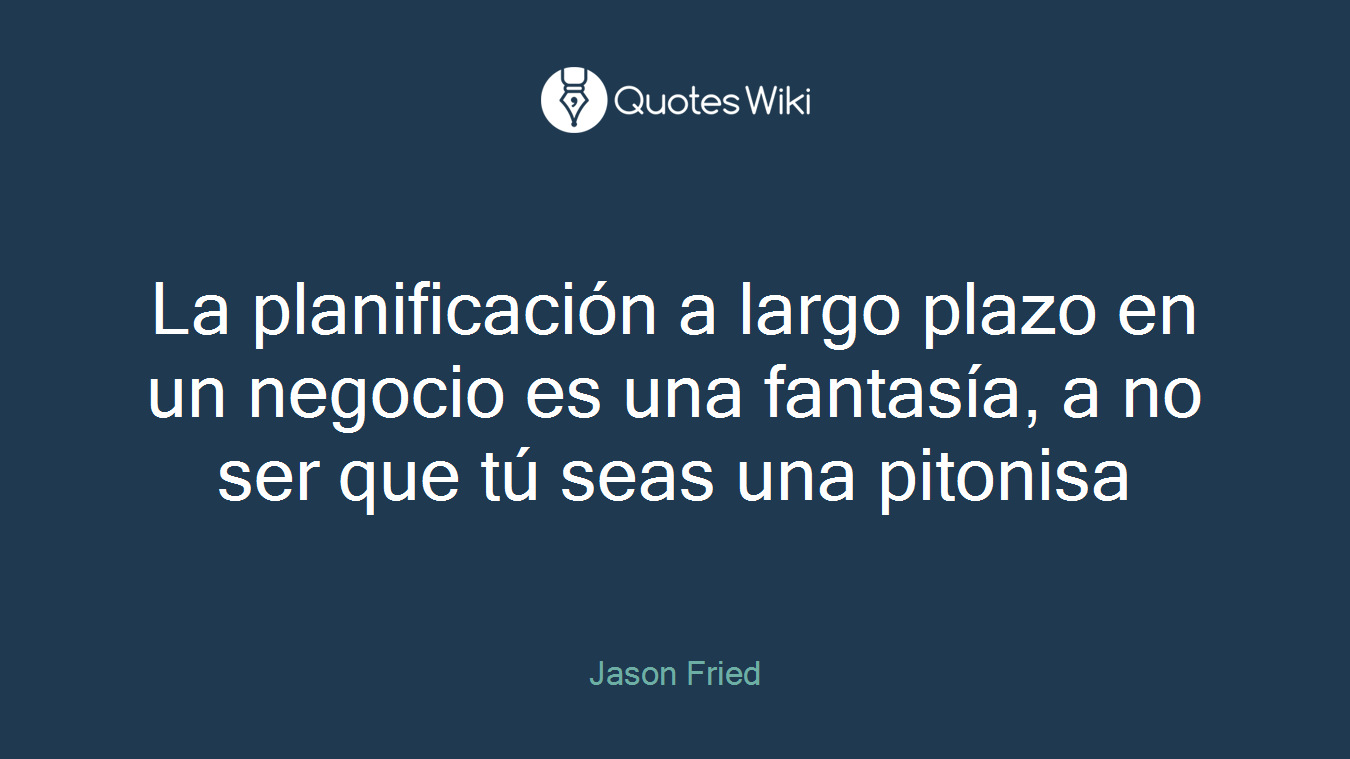 La planificación a largo plazo en un negocio es una fantasía, a no ser que tú seas una pitonisa