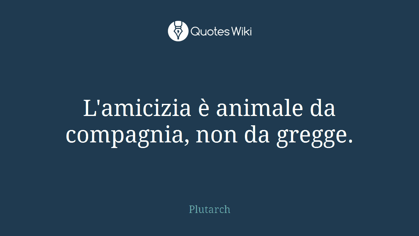 L'amicizia è animale da compagnia, non da gregge.