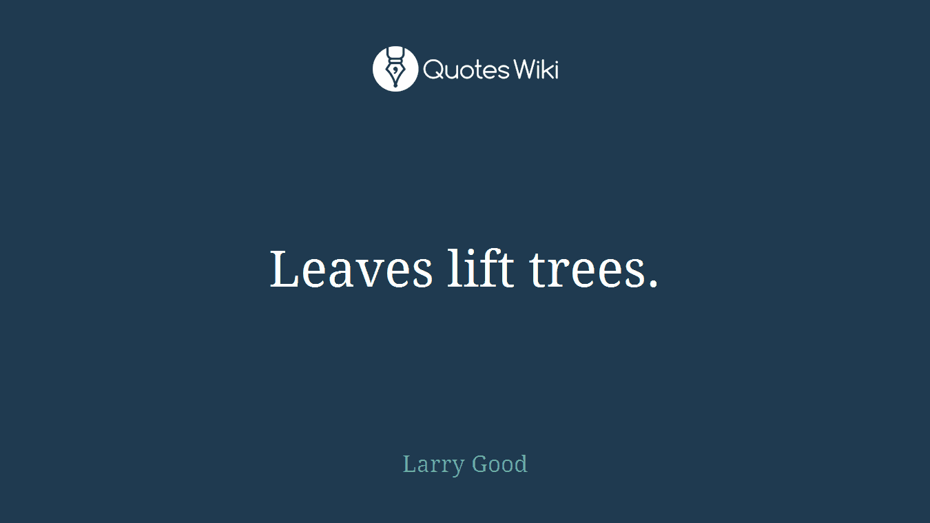 Leaves lift trees.
