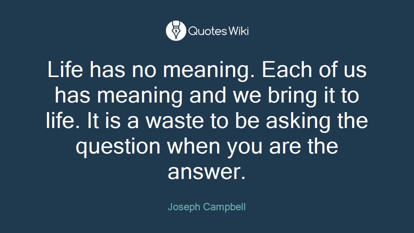 Life has no meaning. Each of us has meaning and we bring it to life. It is a waste to be asking the question when you are the answer.