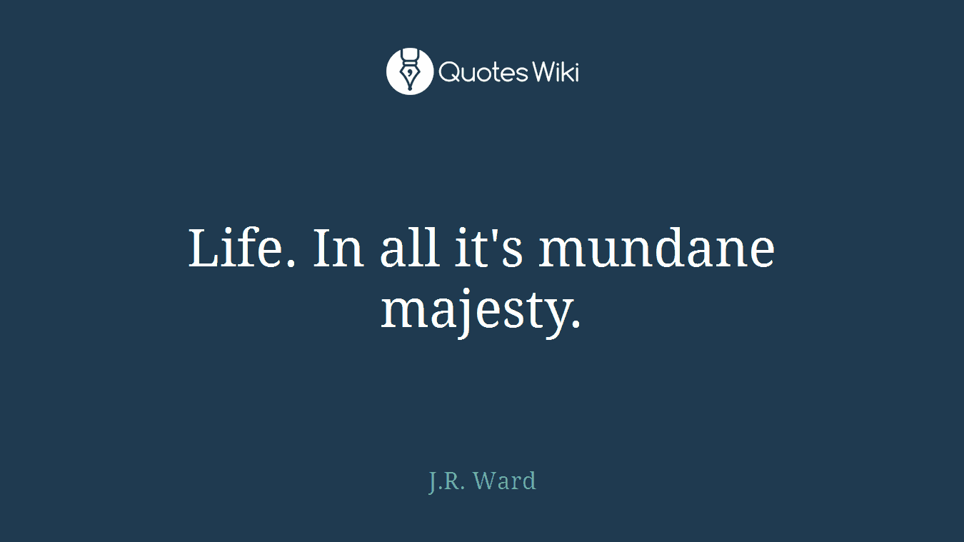 Life. In all it's mundane majesty.