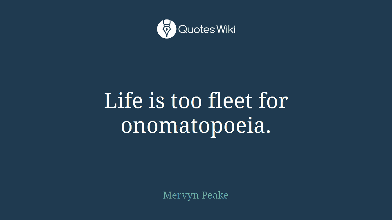 Life is too fleet for onomatopoeia.