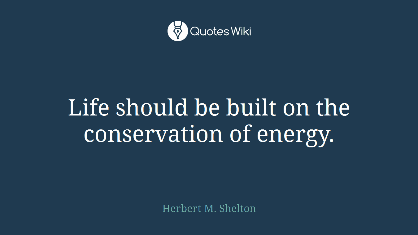 Life should be built on the conservation of energy.