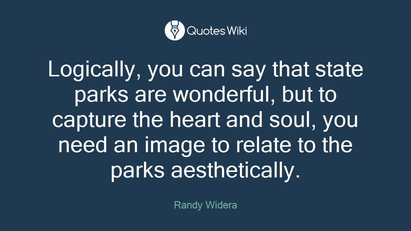 Logically, you can say that state parks are wonderful, but to capture the heart and soul, you need an image to relate to the parks aesthetically.