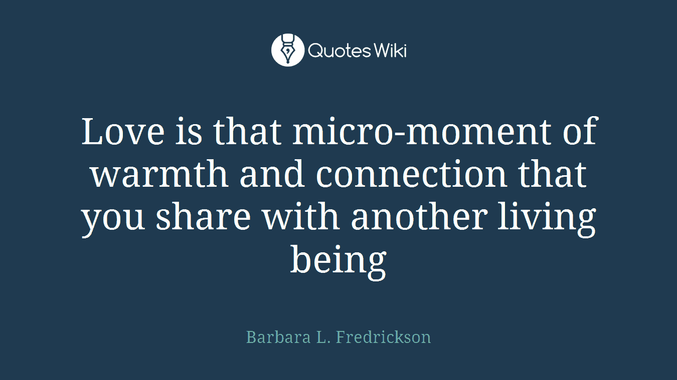 Love is that micro-moment of warmth and connection that you share with another living being