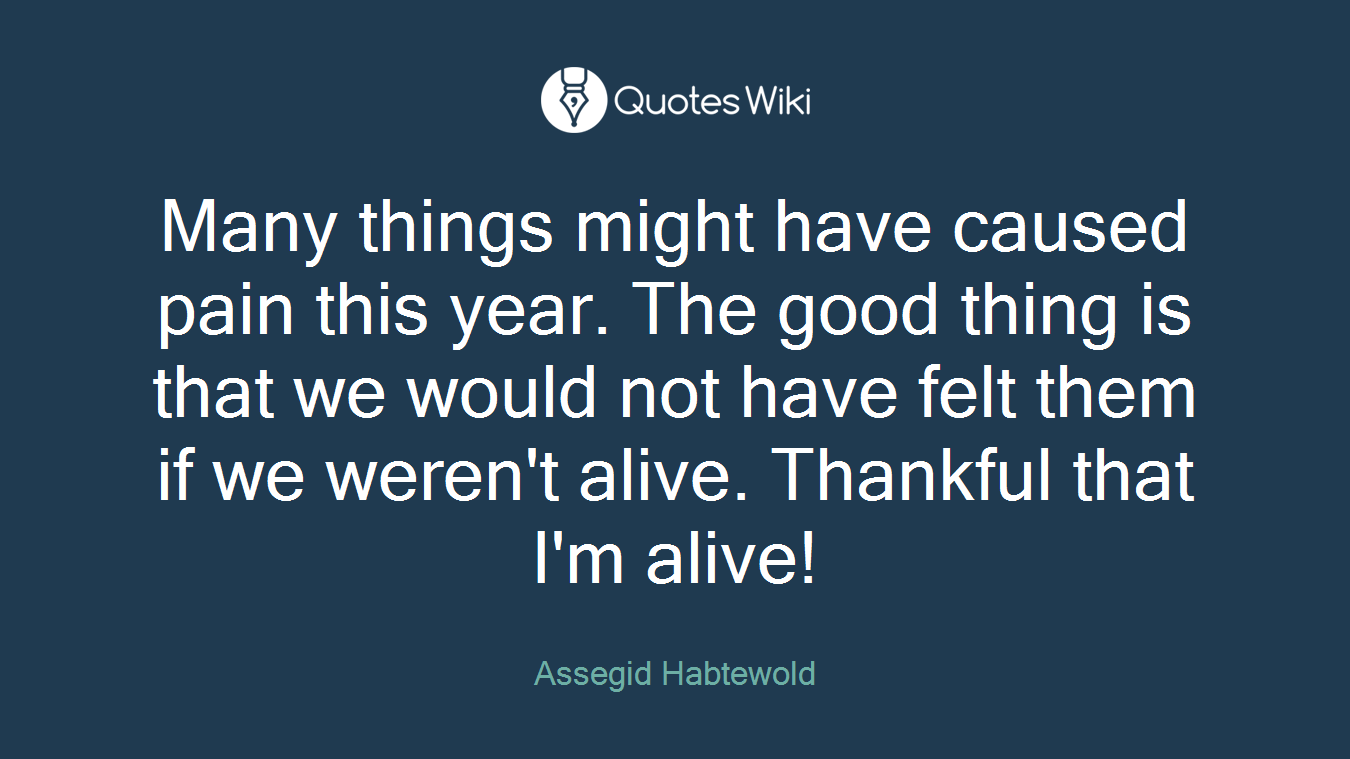 Many things might have caused pain this year. The good thing is that we would not have felt them if we weren't alive. Thankful that I'm alive!