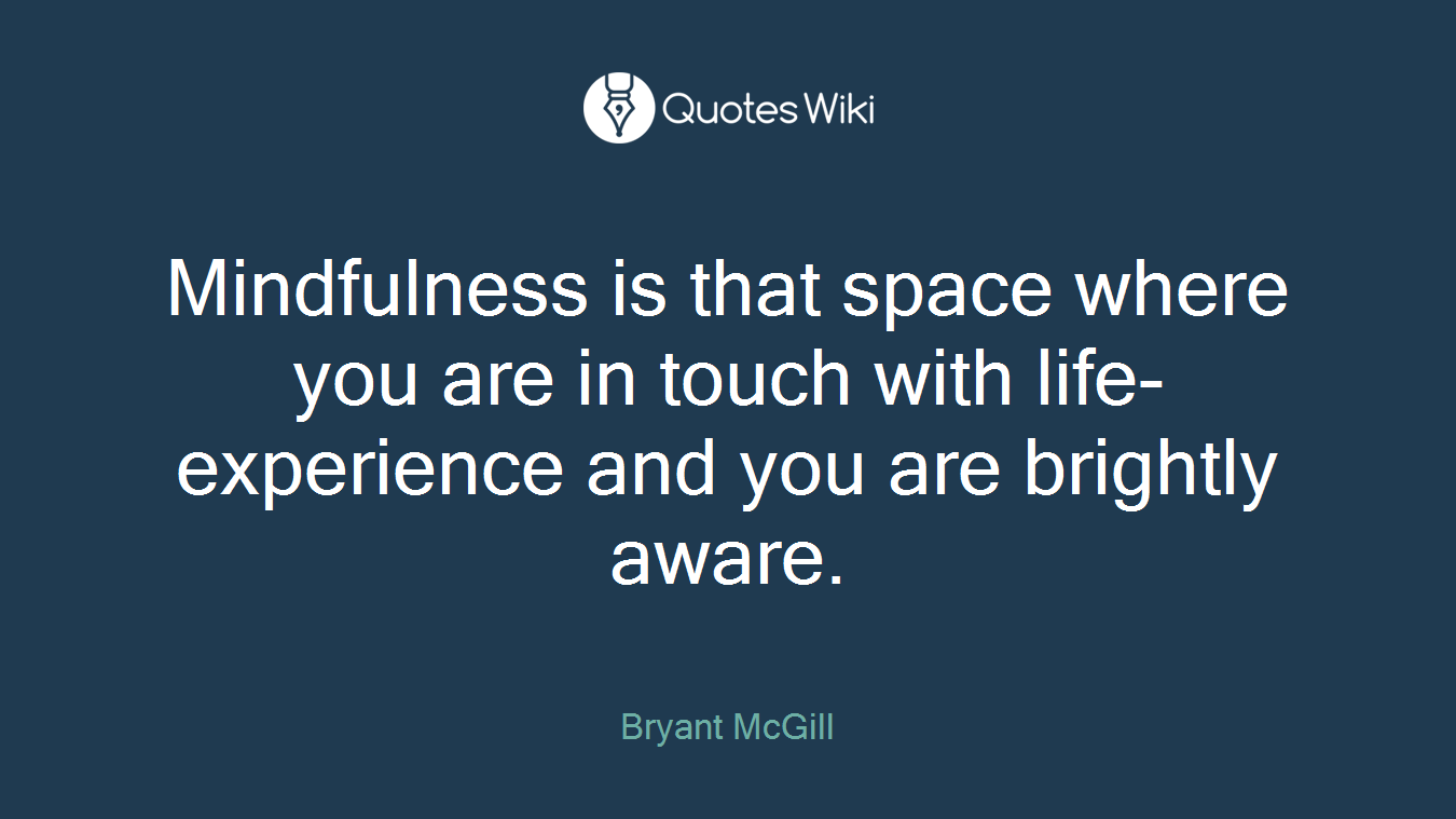 Mindfulness is that space where you are in touch with life-experience and you are brightly aware.