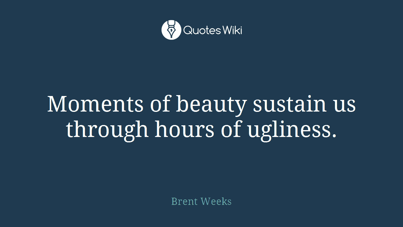 Moments of beauty sustain us through hours of ugliness.