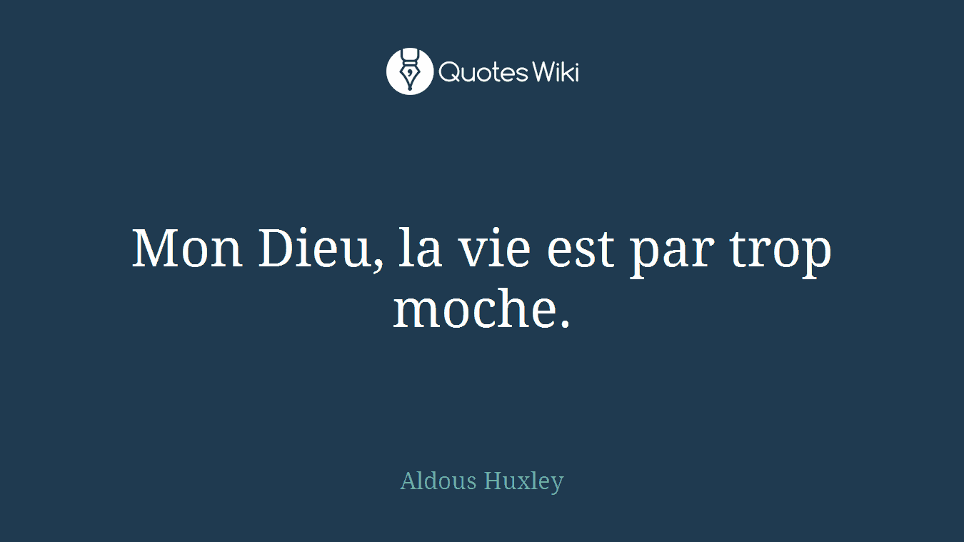 Mon Dieu, la vie est par trop moche.